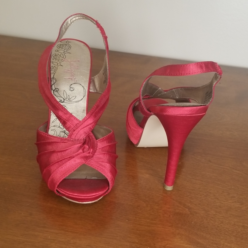 JELLYPOP Red Women's High Heels 7.5M with Platform